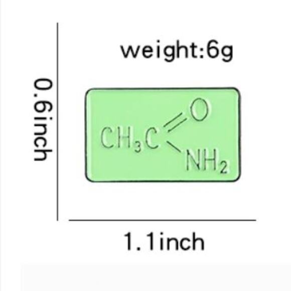 Acetamide Science Formula Cube Pin Brooch - Picture 2 of 3